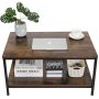 31" Rustic Wood Coffee Table Rectangular Coffee Table with Storage Shelf Durable - Image 1