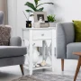Costway Nightstand Sofa Side End Table with Drawer & Shelf Bedroom Furniture White - Image 4
