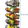 CarolynDesign Kitchen Storage Baskets Black Iron Wire Storage Bins with Wheels and Feet, Stackable Vegetable Storage Baskets (6-Tier Baskets) - Image 5
