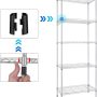 Wire Shelving Unit, 5 Tier Metal Shelving Unit, Storage Shelves for Storage, Adjustable Shelf Storage with 4 Hooks for Kitchen Bathroom Office and Garage(22Lx12Wx59H) Silver - Image 4