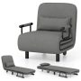 Gray 3-in-1 Convertible Sofa Bed with 5-Position Adjustable Backrest and Lumbar Pillow - Image 3