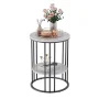 2 Tier Sintered Stone End Table Round White Sofa Side TableSmall Coffee Table with Black Frame - Modern Bedside Nightstand - Image 4