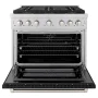 ZLINE - 36 in. Wide 6 Burner 5.2 cu. ft. Paramount Dual Fuel Freestanding Range with DuoPro Cooktop & Convection Oven - Stainless Steel with Black Matte Door - Image 2