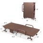 Brown Adjustable Folding Guest Bed Frame with Mattress and Wheels - Image 4