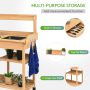 Fir Wood Potting Bench with Open Shelves and Sink for Planting - Image 5