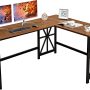 GreenForest Large L Shaped Computer Desk,63.8 x 50 inch Corner Desk Reversible Gaming Desk for Home Office Industrial Heavy Duty Workstation, Espresso - Image 1