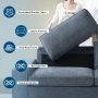 88.58" Linen Three-seat Sofa with Solid Wood Frame, Living Room Chair, Couch for Small Spaces, Removable Back Cushion and Easy Tool, Blue - Image 2