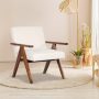 Modern Accent Chair Linen Fabric Armchair with Solid Acacia Wood Frame - Image 1