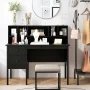 Costway 48" Computer Desk with Power Outlets Type-C 5-Cubby Hutch & 2 Storage Drawers Black - Image 4