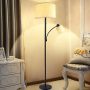 DLLT Living Room Standing Floor Lamps for Reading, Modern Tall Pole Lamp for Contemporary Home with Adjustable Side Light, Mid-Century Industrial Lighting with Drum Shade for Bedroom, Office, Metal - Image 4