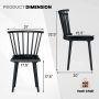 Windsor Dining Chairs Set of 2 Rubber Wood Kitchen Chairs with Spindle Back - Image 3