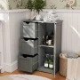 Costway Bathroom Floor Cabinet Side Storage Cabinet with 3 Drawers and 1 Cupboard Black - Image 2