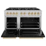 ZLINE - 48 in. Wide 8 Burner Autograph 6.7 cu. ft. Freestanding Classic Dual Fuel Satin Steel Range w/ Black & Gold Accents - Black Matte - Image 3