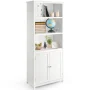 Costway Bookcase Shelving Storage Wooden Cabinet Unit with Adjustable Shelves and Bottom Doors White 29in x 14in x 72in HW61830 - Image 4