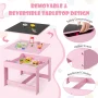 Costway 3 in 1 Wood Activity Table Chair Set w/Storage Box Pink - Image 5