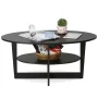 Furinno 15020WN Jaya Oval Coffee Table, Walnut Color - Image 1