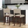 Beige 2 Piece Bar Chair Set with Hollowed Back and Rubber Wood Legs - Image 2