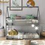 Euroco Twin over Twin House Bed, Low Bunk Bed for Kid Teens Room, Gray - Image 2