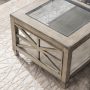 Magipa Modern Farmhouse Coffee Table, Solid Wood Coffee Table with Tempered Glass top, 45.5" X 26" Table top Rectangular Living Room Table, Industrial Coffee Table, Gray Coffee Table - Image 4