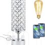 Touch Crystal Lamp with Outlets- Small Sliver Table Lamp with Touch Control, Bedside Lamp Decorative Modern Nightstand Lamp Crystal Lampshade, Bedroom Light for Living Room Sofa Table(Bulb Included) - Image 6