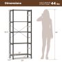 5-Tier Industrial Bookshelf Display Storage Rack with Metal Frame - Gray - Image 4