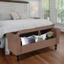 Storage Bench with Upholstered Rolled Arm Ottoman Bench Couch w/ Solid Wood Legs for Bedroom End of Bed,and Living room,Brown - Image 4