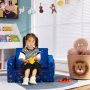 Blue 2-in-1 Convertible Kids Sofa with Velvet Fabric - Image 1