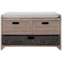 32 in. White Washed Storage Bench with Removable Basket, 2-Drawers, Fully Assembled Shoe Bench with Removable Cushion - Image 3