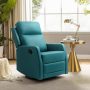 Coral Classic Teal Faux Leather Swivel Recliner with Metal Base - Image 2