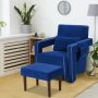 Blue Modern Berber Fleece Accent Chair with Ottoman and Waist Pillow for Living Room - Image 2