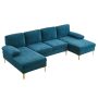 U Shape Modern 4 Seats Sectional Sofa with 2 Chaise Chenille Living Room - Image 4