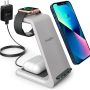 Quezqa Wireless Charging Stand - Fast Wireless Charger - 3 in 1 Charging Station for Apple AirPods Pro 3 2 Apple Watch Ultra 8 7 SE 6 5 4 iPhone 14 Pro Max 14 Plus 13 12 11 Pro Max with QC3.0 Adapter - Image 3