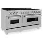 ZLINE - 60 in. Wide 8 Burner Legacy Dual Fuel Freestanding Range with 2 Ovens - Satin Stainless Steel - Image 3