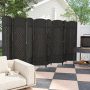 8-Panel Folding Room Divider with Hand-Woven Texture and Solid Wood Frame - Image 2