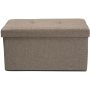 Simplify Faux Linen Double Folding Storage Ottoman, Natural Beige - Image 2