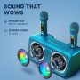 MASINGO Karaoke Machine for Adults and Kids with 2 Wireless Microphones, Portable Bluetooth Singing Speaker, Colorful LED Lights, PA System, Lyrics Display Phone Holder, and TV Cable. Presto G2 - Image 5