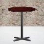 36 in. Round Black and Mahogany Laminate Table Top with 30 in. x 30 in. Bar Height Table Base - Image 2