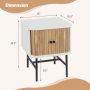 Mid-century Modern Nightstand with Sliding Doors and Storage Cabinet - Image 4