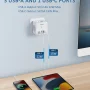 LENCENT Wall Socket Extender with 3 AC Outlets 3 USB Ports And1 Type C 7-in-1 EU Plug Charger On/Off Switch for Home - Image 4