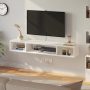 Rolanstar TV Stand with Power Outlet, Floating TV Stand with RGB Lights, 55.1" Wall Mounted TV Shelf, White Media Console - Image 5