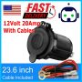 12V Waterproof Car Cigarette Lighter Socket Outlet Charger Power Adapter Plug US - Image 1