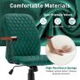 Green Velvet Home Office Chair with Wooden Armrest - Image 5