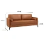 Goodwin 75.6 in. Square Arm Faux Leather Rectangle Sofa with Bolster Pillows in Caramel Brown - Image 3