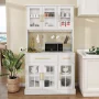 DEXTRUS 71" Kitchen Pantry Storage Cabinet with Power Outlet, Drawer, Cupboard, Microwave Stand, White - Image 1
