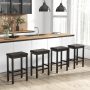 Brown 24 Inch Bar Stools with Padded Seat Footrest and Rubber Wood Frame - Image 4