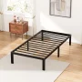 ZUNMOS 14 Inches Twin Bed Frame, Heavy Duty Metal Platform with Storage Space Under Frame, No Box Spring Needed Twin Size Bed Frame, Black - Image 1