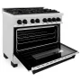 ZLINE - 36 in. Wide 6 Burner 4.6 cu. ft. Autograph Legacy Dual Fuel Freestanding Range in Satin Steel & Black Accents - Stainless Steel - Image 4