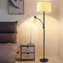 DLLT Living Room Standing Floor Lamps for Reading, Modern Tall Pole Lamp for Contemporary Home with Adjustable Side Light, Mid-Century Industrial Lighting with Drum Shade for Bedroom, Office, Metal - Image 6