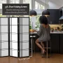 Red Lantern 5 ft. Tall Double Cross Shoji Screen - Black - 5 Panels - Image 5
