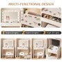 Vanity Table Set with Lighted Mirror,Makeup Vanity with Lights, Large Drawer Sturdy Wood Vanity, White - Image 6